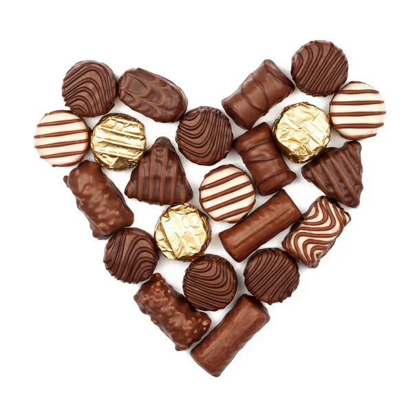 Heart from chocolate candies — Stock Photo, Image
