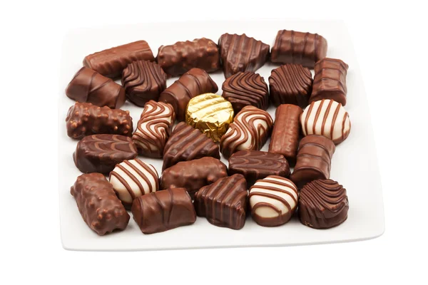 Plate of chocolates — Stock Photo, Image