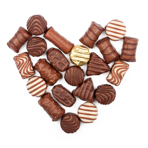 Corazón de bombones de chocolate — Foto de Stock