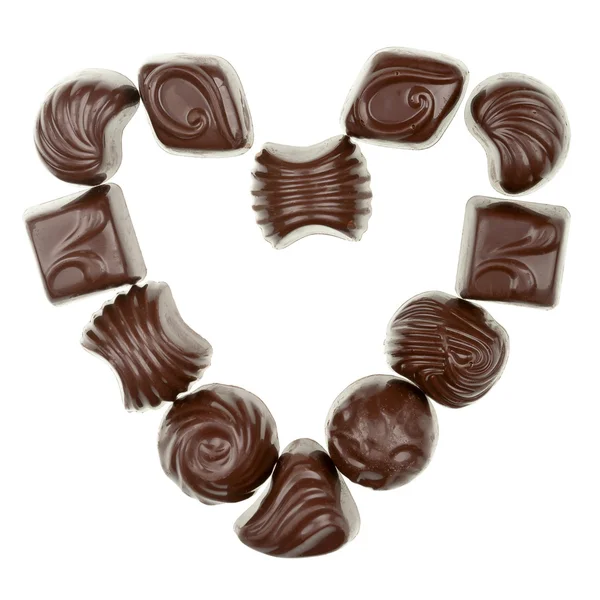 Corazón de bombones de chocolate — Foto de Stock