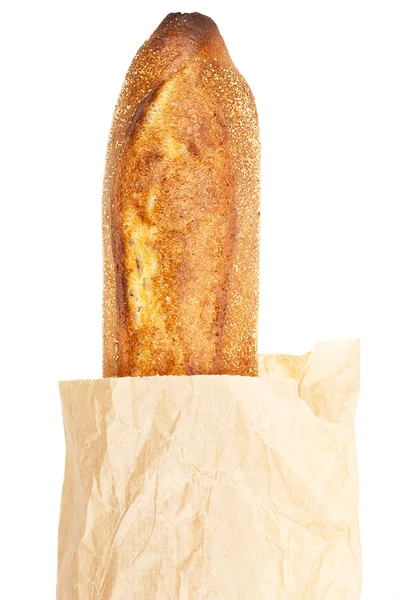 Pão longo em saco de papel — Fotografia de Stock