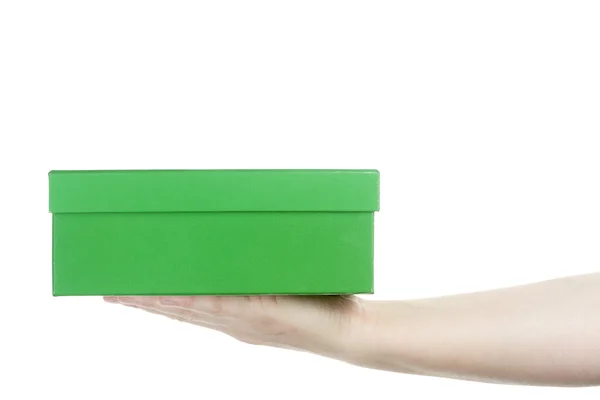 Hand holding cardboard box — Stock Photo, Image