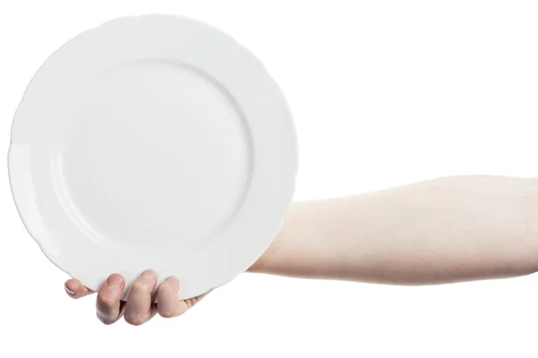 Χέρι που κρατά το πιάτο — Φωτογραφία Αρχείου