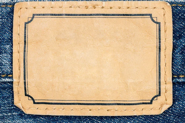 Prázdné kožené džíny popisek — Stock fotografie