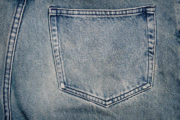 Tecido de jeans azul com bolso — Fotografia de Stock