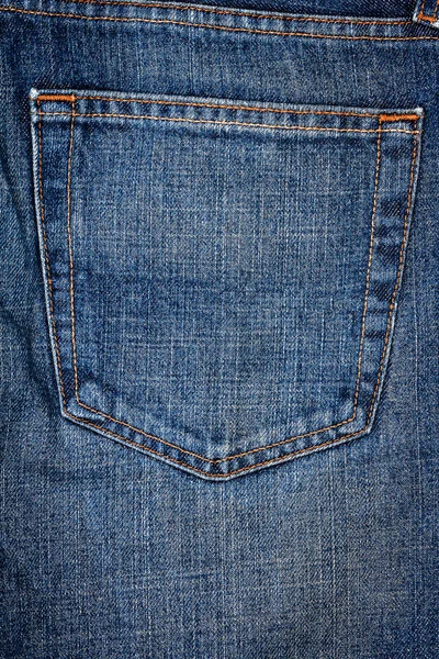 Tecido de jeans azul com bolso — Fotografia de Stock