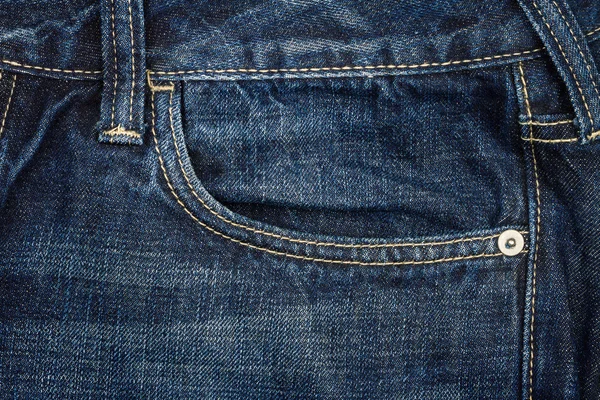 Dark blue jeans fabric with pocket — Stock Photo, Image