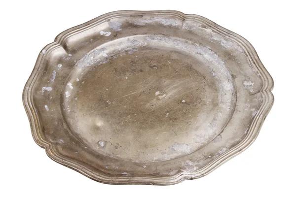 Old pewter plate — Stock Photo, Image