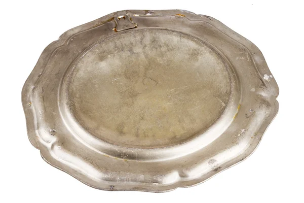 Bottom of old pewter plate — Stock Photo, Image