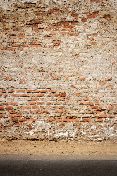 Vieux Mur Briques Altérées Trottoir — Photo
