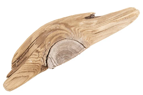 Fehér Alapon Elszigetelt Driftwood Darab — Stock Fotó