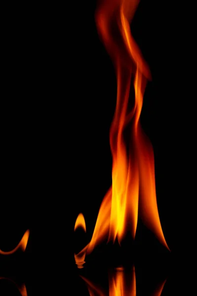 Fire Flames Isolated Black Background — Stock Photo, Image