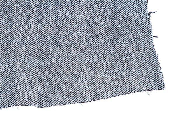 Pieza Tejido Vaquero Azul Aislado Sobre Fondo Blanco Bordes Irregulares — Foto de Stock