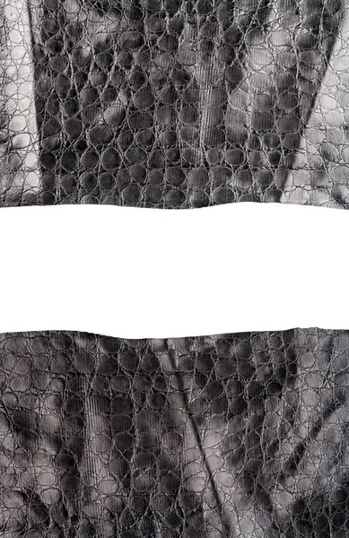 Twee Stukken Zwart Kunstleer Met Een Ruimte Voor Tekst Geïsoleerd — Stockfoto