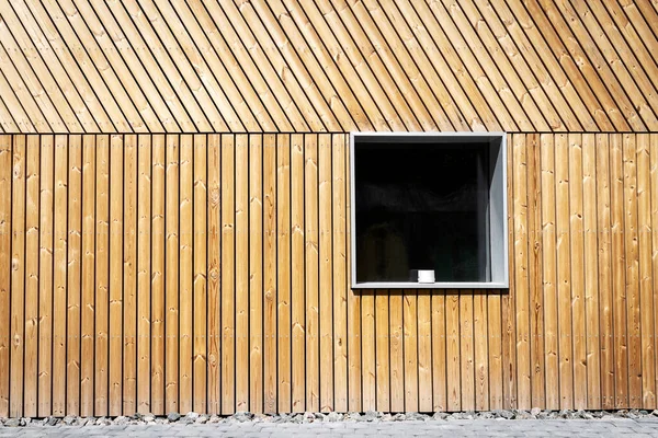 New Vertical Wooden Plank Wall Window Japanese Style Wooden Wall — 图库照片