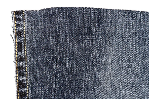 Stück Dunkler Jeansstoff Isoliert Auf Weißem Hintergrund Unebene Kanten — Stockfoto