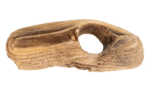 Fehér Alapon Elszigetelt Driftwood Darab — Stock Fotó