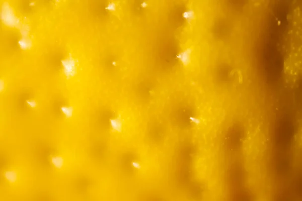 Extrémní Kousek Žluté Citrónové Slupky Selektivní Zaměření Mělká Hloubka Pole — Stock fotografie
