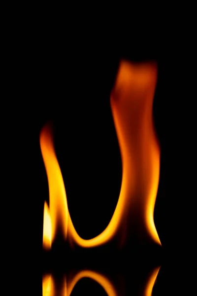 Oheň Plameny Izolované Černém Pozadí — Stock fotografie