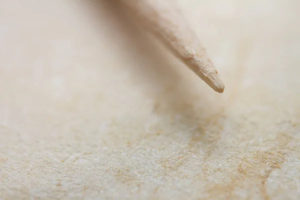 이쑤시개가 베이지 종이의 극단적 클로즈업 자기장의 — 스톡 사진