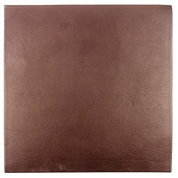 褐色方桌垫 皮革制成 与白色背景隔离 — 图库照片