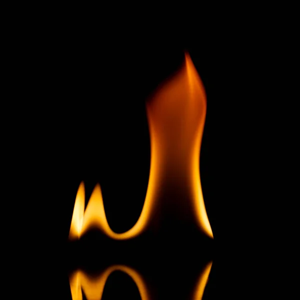 Tűz Lángok Elszigetelt Fekete Háttér — Stock Fotó