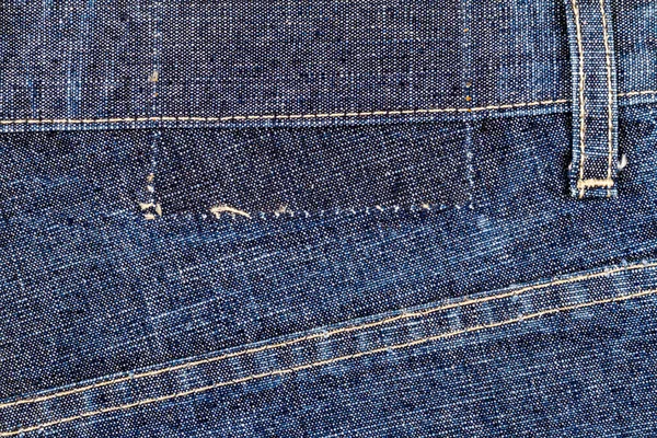 Nosí Modrou Džínovou Texturu Stehem Abstraktní Džíny Textura Pozadí — Stock fotografie