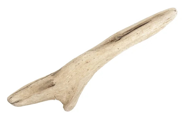 Pezzo Legno Driftwood Isolato Sfondo Bianco — Foto Stock