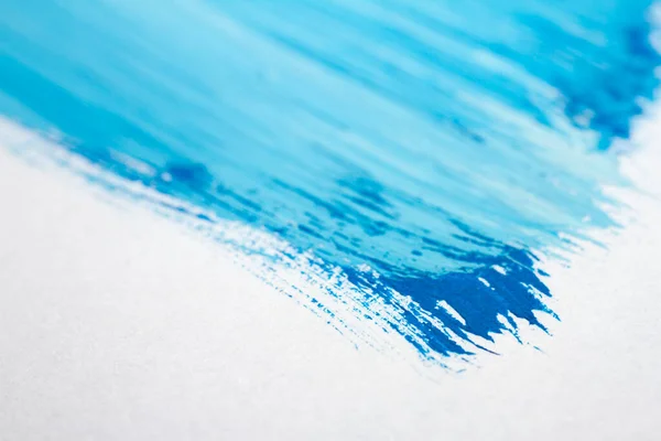 Extrémní Zblízka Modrá Akrylová Textura Ukazující Tahy Štětcem Selektivní Zaměření — Stock fotografie