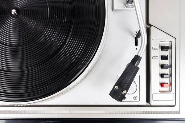 Close Van Vintage Draaitafel Vinyl Platenspeler Retro Audio Apparatuur — Stockfoto