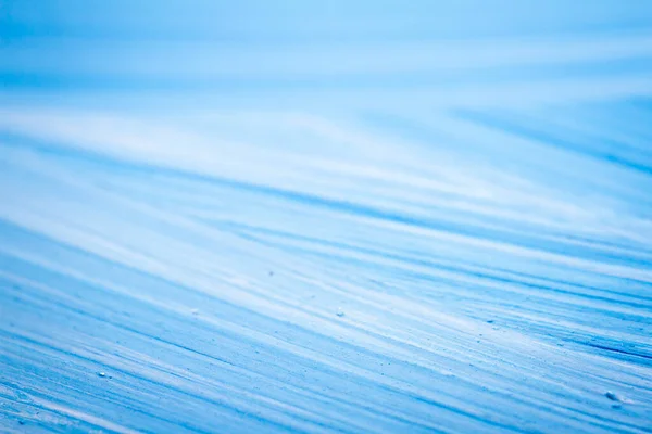 Extreme Close Blue Acrylic Paint Texture Showing Brush Strokes Selective — Stock Photo, Image