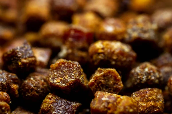 Extreme close up of bee bread. Selective focus. Shallow depth of field