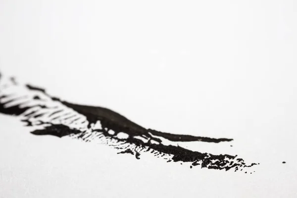 Extreme Close Black Acrylic Paint Texture Paper Selective Focus — Stok fotoğraf