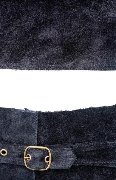 Due Pezzi Pelle Blu Scuro Con Uno Spazio Testo Isolato — Foto Stock