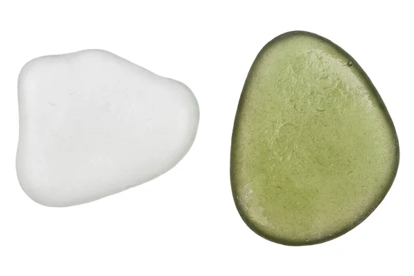 Two Pieces Sea Glass Isolated White Background — Stock fotografie