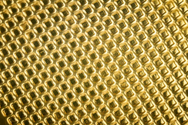 Zlatý Plast Balení Jídlo Zásobník Textury Pozadí — Stock fotografie