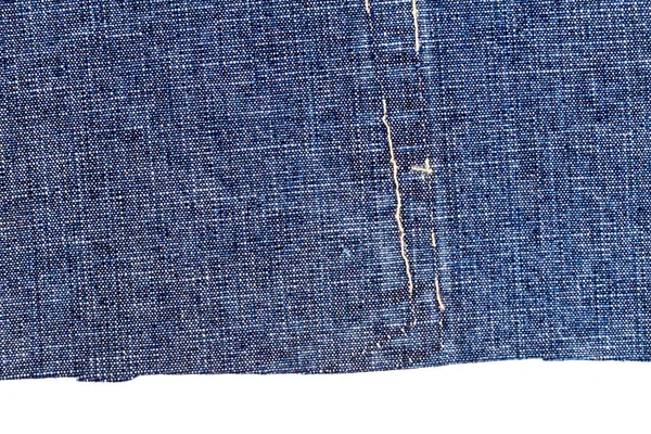 Pezzo Tessuto Jeans Blu Con Una Tasca Posteriore Strappata Isolata — Foto Stock