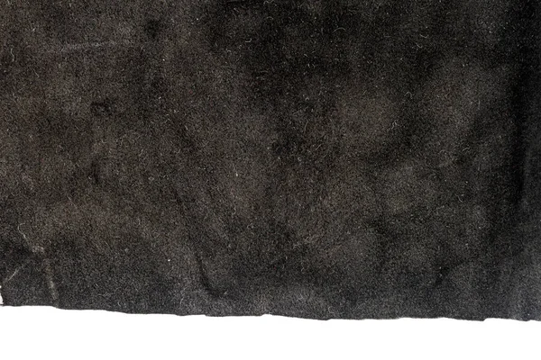 Beyaz Arka Planda Izole Edilmiş Kirli Siyah Deri Parçası Buruşmuş — Stok fotoğraf