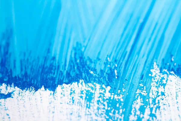 Extrême Gros Plan Texture Peinture Acrylique Bleue Montrant Des Coups — Photo