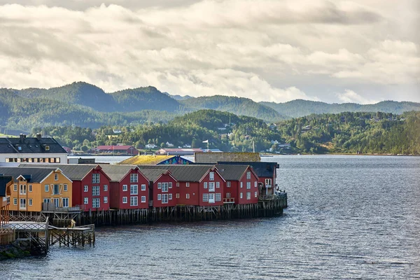 Namsos Типичная Деревня Рыбаков Лесорубов Видом Море Namsfjord Город Знаменитыми — стоковое фото