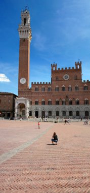 Palazzo publico ve torre del mangi panorama, siena, İtalya