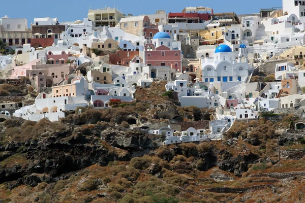 Pendurado no penhasco, Santorini, Grécia — Fotografia de Stock