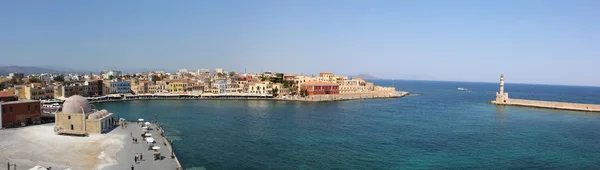 Panoramic view of the Venetian port in Chania II, Crete, Greece — Stock Photo, Image