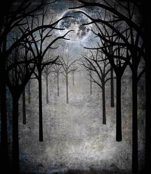 Horrorwald bei Vollmond — Stockfoto