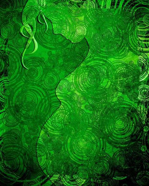 Вагітна жінка силует зелена ілюстрація — стокове фото
