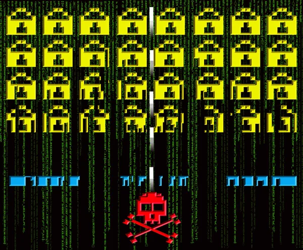 Ataque hacker estilo 8-bit Fotos De Bancos De Imagens Sem Royalties