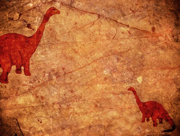 Fondo prehistórico con dinosaurio y copyspace — Foto de Stock