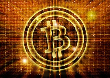bitcoin sembolü dijital arka plan