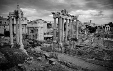 kartpostal foro romano siyah-beyaz - roma - İtalya