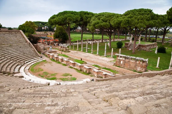 Amphitheatre steps and mausoleum in Ostia antica - Rome — Stock Photo, Image